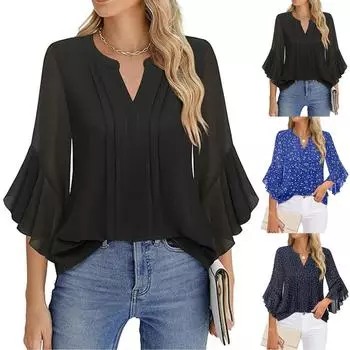 Женские повседневные свободные рубашки модные топы футболки футболки M чёрный