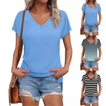 Женские повседневные свободные рубашки модные топы футболки футболки M чёрный