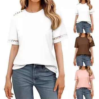 Женские повседневные свободные рубашки модные топы футболки футболки M чёрный