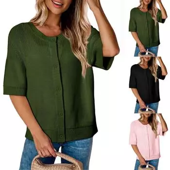 Женские повседневные свободные рубашки модные топы футболки футболки M чёрный