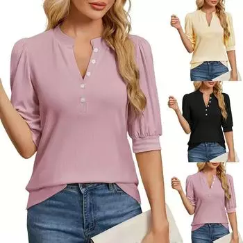 Женские повседневные свободные рубашки модные топы футболки футболки M чёрный