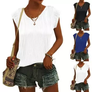 Женские повседневные свободные рубашки модные топы футболки футболки M чёрный