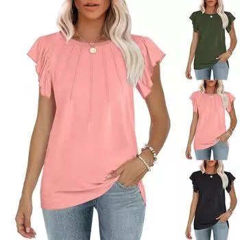 Женские повседневные свободные рубашки модные топы футболки футболки M чёрный