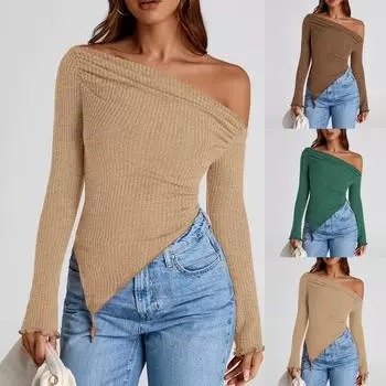 Женские повседневные свободные рубашки модные топы футболки футболки M чёрный