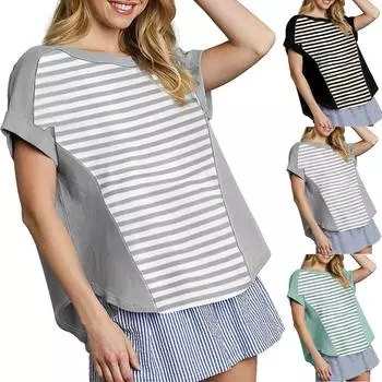 Женские повседневные свободные рубашки модные топы футболки футболки M чёрный