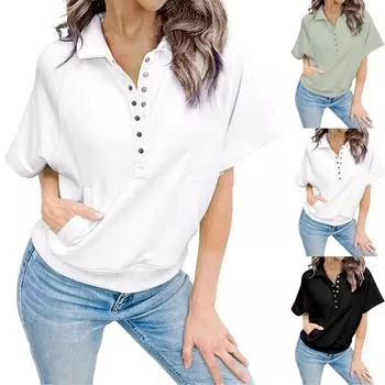 Женские повседневные свободные рубашки модные топы футболки футболки M зелёный