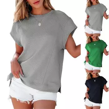 Женские повседневные свободные рубашки модные топы футболки футболки S чёрный