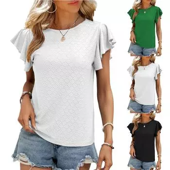 Женские повседневные свободные рубашки модные топы футболки футболки M чёрный