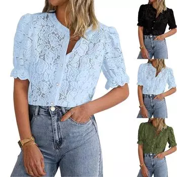 Женские повседневные свободные рубашки модные топы футболки футболки M чёрный