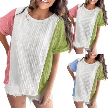 Женские повседневные свободные рубашки модные топы футболки футболки M синий