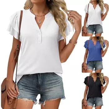 Женские повседневные свободные рубашки модные топы футболки футболки M чёрный