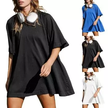 Женские повседневные свободные рубашки модные топы футболки футболки M чёрный