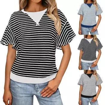 Женские повседневные свободные рубашки модные топы футболки футболки M чёрный