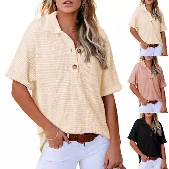 Женские повседневные свободные рубашки модные топы футболки футболки M чёрный