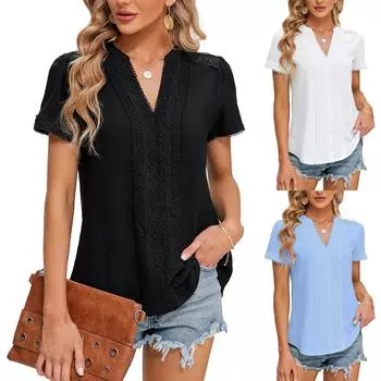 Женские повседневные свободные рубашки модные топы футболки футболки M чёрный