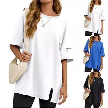 Женские повседневные свободные рубашки модные топы футболки футболки M чёрный