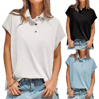 Женские повседневные свободные рубашки модные топы футболки футболки M чёрный