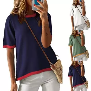 Женские повседневные свободные рубашки модные топы футболки футболки M чёрный