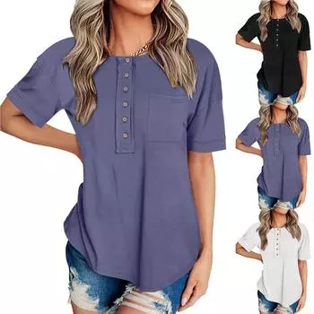 Женские повседневные свободные рубашки модные топы футболки футболки M чёрный