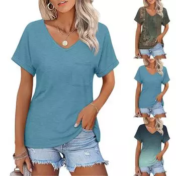 Женские повседневные свободные рубашки модные топы футболки футболки M чёрный