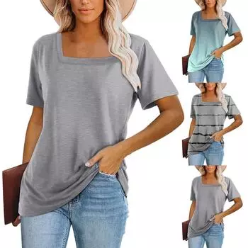 Женские повседневные свободные рубашки модные топы футболки футболки M чёрный