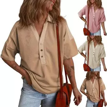 Женские повседневные свободные рубашки модные топы футболки футболки M чёрный