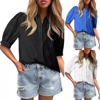 Женские повседневные свободные рубашки модные топы футболки футболки M чёрный