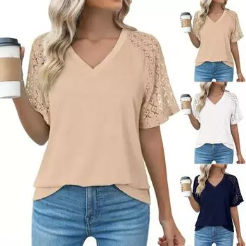 Женские повседневные свободные рубашки модные топы футболки футболки M чёрный