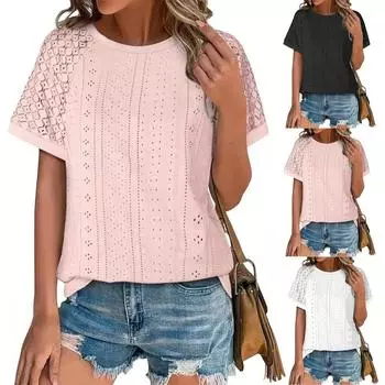 Женские повседневные свободные рубашки модные топы футболки футболки M чёрный