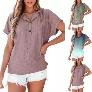 Женские повседневные свободные рубашки модные топы футболки футболки M чёрный