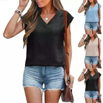 Женские повседневные свободные рубашки модные топы футболки футболки S чёрный