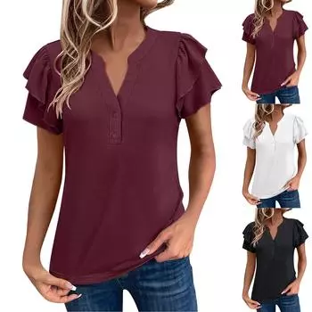 Женские повседневные свободные рубашки модные топы футболки футболки S чёрный