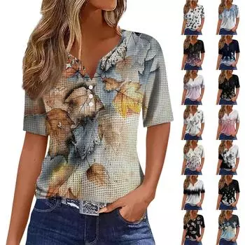 Женские повседневные свободные рубашки модные топы футболки футболки S чёрный