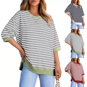 Женские повседневные свободные рубашки модные топы футболки футболки M красный