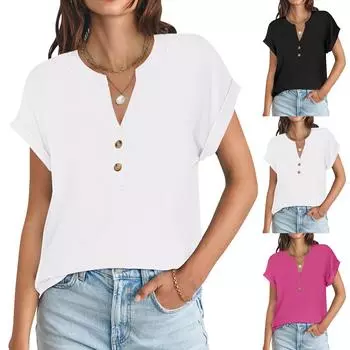 Женские повседневные свободные рубашки модные топы футболки футболки M чёрный