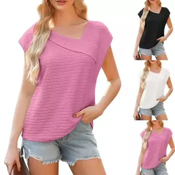 Женские повседневные свободные рубашки модные топы футболки футболки S красный