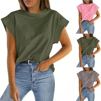 Женские повседневные свободные рубашки модные топы футболки футболки M чёрный