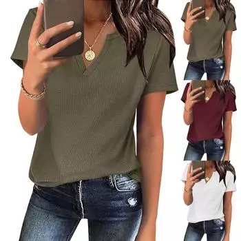 Женские повседневные свободные рубашки модные топы футболки футболки M красный