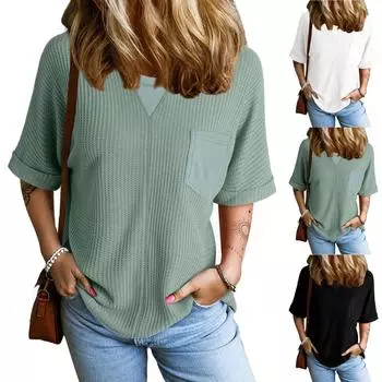 Женские повседневные свободные рубашки модные топы футболки футболки M чёрный