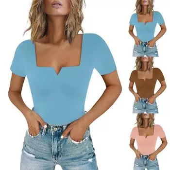 Женские повседневные свободные рубашки модные топы футболки футболки M чёрный