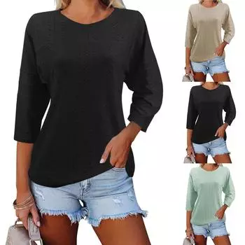 Женские повседневные свободные рубашки модные топы футболки футболки M синий