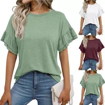 Женские повседневные свободные рубашки модные топы футболки футболки M чёрный