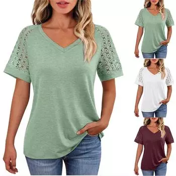 Женские повседневные свободные рубашки модные топы футболки футболки M чёрный