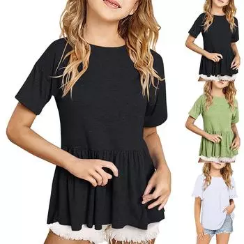 Женские повседневные свободные рубашки модные топы футболки футболки M чёрный