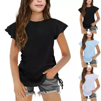 Женские повседневные свободные рубашки модные топы футболки футболки M чёрный