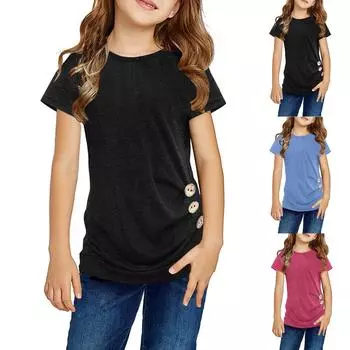 Женские повседневные свободные рубашки модные топы футболки футболки M чёрный