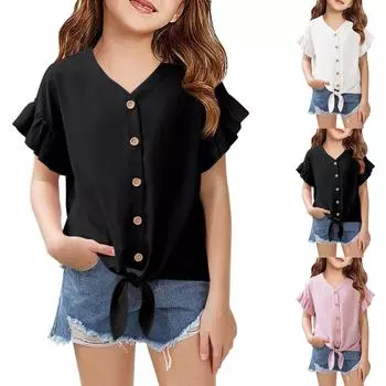 Женские повседневные свободные рубашки модные топы футболки футболки M чёрный