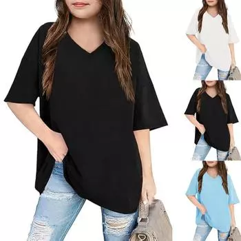 Женские повседневные свободные рубашки модные топы футболки футболки M чёрный