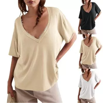 Женские повседневные свободные рубашки модные топы футболки футболки M зелёный