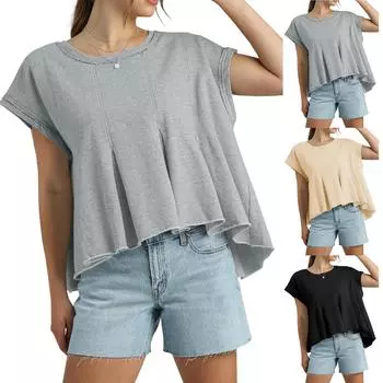 Женские повседневные свободные рубашки модные топы футболки футболки M чёрный